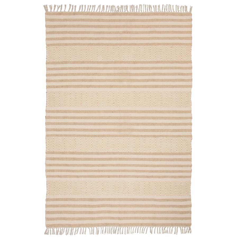 Neutral Handloom Chenille & Jute Geometric Rug - R39746 - Uneeka